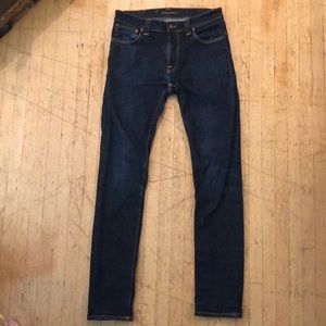 Nudie Dark Blue Thin Finn Dry Twill Jeans 32